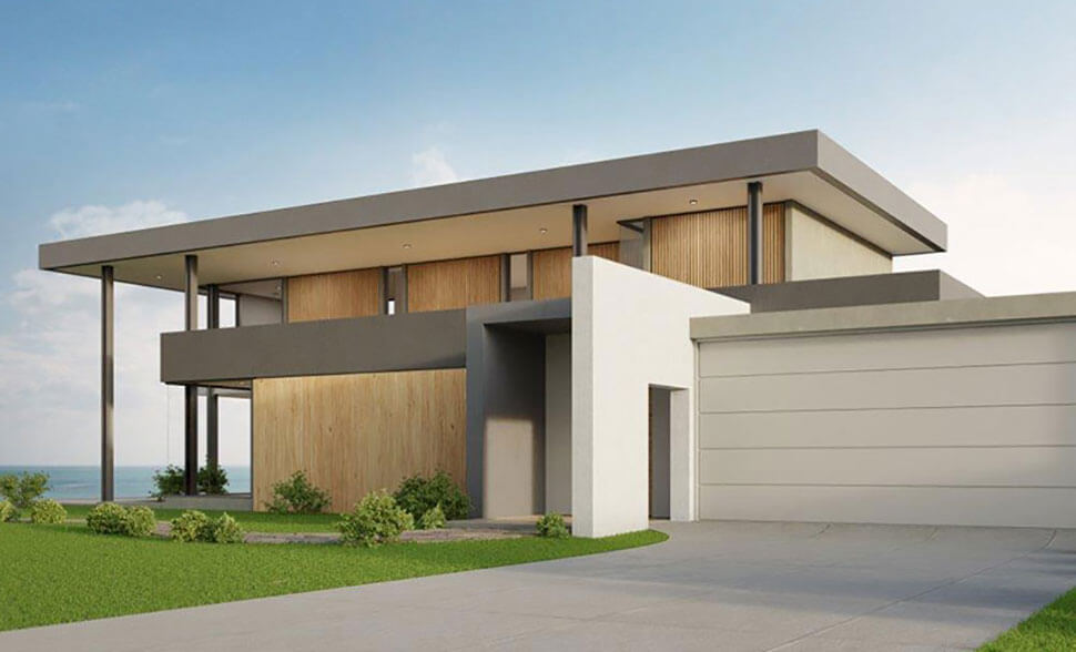 Modern architectural design of a two-story educational building with wooden accents and a landscaped front yard, showcasing Schlaegle Design Build Associates' expertise in architecture.