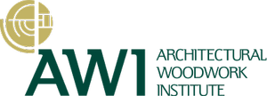 Logo of the Architectural Woodwork Institute (AWI), featuring a circular design and the text "ARCHITECTURAL WOODWORK INSTITUTE" alongside "AWI" in a bold, green font, representing quality craftsmanship in woodworking.